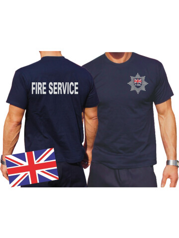 T-Shirt navy: Fire Service with Emblem on front M