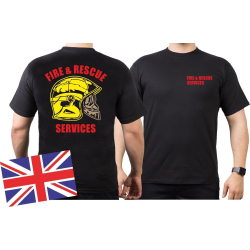T-Shirt noir: Fire & Rescue Services - yellow fire...