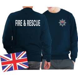 Sweat blu navy, Fire &amp; Rescue with Emblem on front