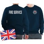 Sweat blu navy, Fire Service with Emblem on front
