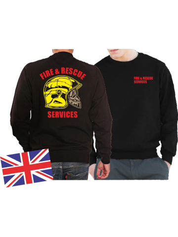 Sweat negro, Fire & Rescue Services - yellow fire helmet