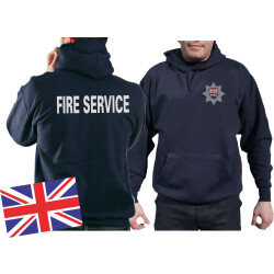 Hoodie blu navy, Fire Service with Emblem on front