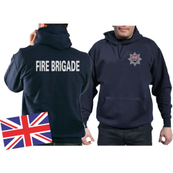 Hoodie blu navy, Fire Brigade with Emblem on front
