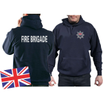 Hoodie marin, Fire Brigade with Emblem on front