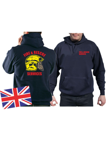 Hoodie blu navy, Fire & Rescue Services - yellow fire helmet
