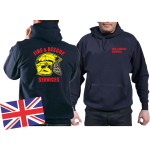 Hoodie navy, Fire & Rescue Services - yellow fire helmet