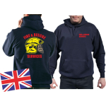 Hoodie blu navy, Fire & Rescue Services - yellow fire helmet
