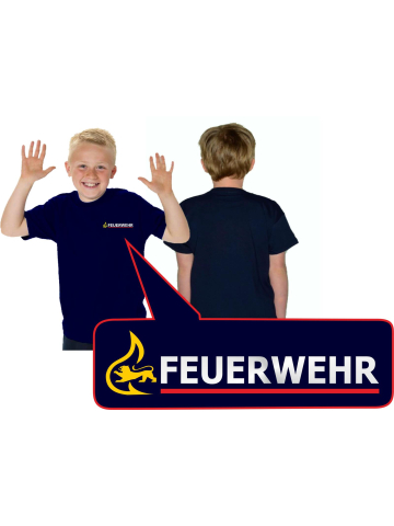 Kinder-T-Shirt azul marino, BaWü con Stauferlöwe nur auf der Vorderseite