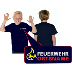 Kinder-T-Shirt blu navy, BaWü con Stauferlöwe...