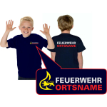 Kinder-T-Shirt azul marino, BaWü con Stauferlöwe con ponga su nombre beidseitig