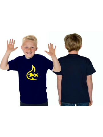 Kinder-T-Shirt azul marino, BaWü con Stauferlöwe groß Vorderseite