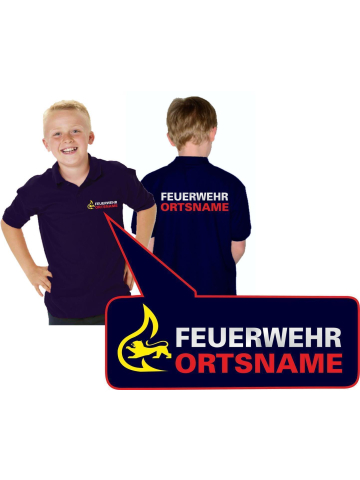 Kinder-Polo navy, BaWü with Stauferlöwe with place-name beidseitig
