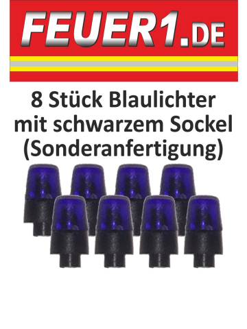 Zubehör 1:87 Blaulichter mit schwarzem Sockel für Groß-Fz. (8 Stück) (FEUER1-Exklusiv-Artikel)