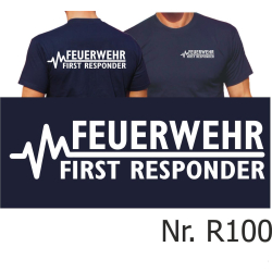 T-Shirt blu navy, FEUERWEHR - FIRST RESPONDER
