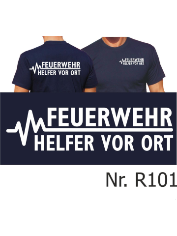 T-Shirt navy, FEUERWEHR - Helfer vor Ort