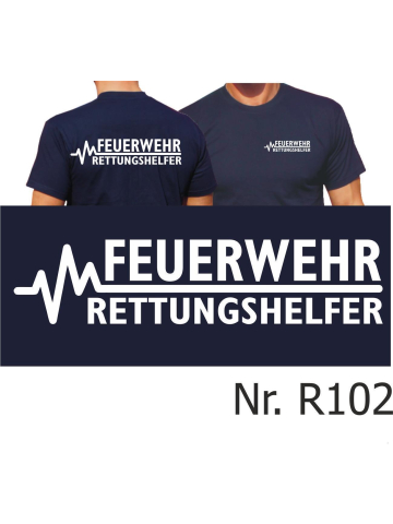 T-Shirt marin, FEUERWEHR - RETTUNGSHELFER