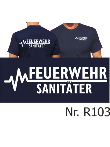 T-Shirt marin, FEUERWEHR - SANITÄTER