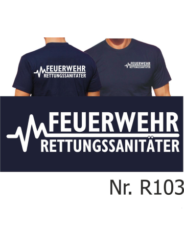 T-Shirt navy, FEUERWEHR - RETTUNGSSANITÄTER