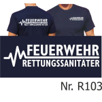 T-Shirt marin, FEUERWEHR - RETTUNGSSANITÄTER