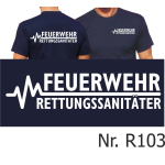 T-Shirt navy, FEUERWEHR - RETTUNGSSANITÄTER