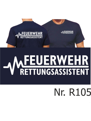 T-Shirt navy, FEUERWEHR - RETTUNGSASSISTENT