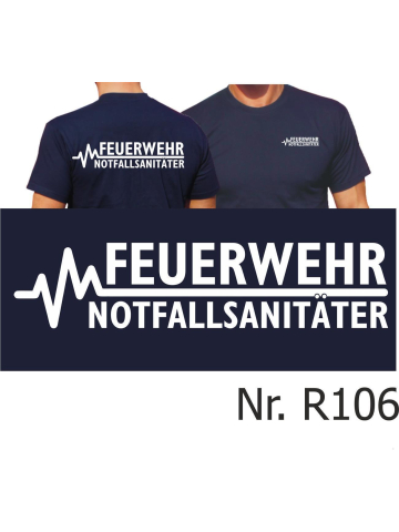 T-Shirt navy, FEUERWEHR - NOTFALLSANITÄTER