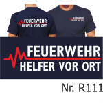 T-Shirt navy, FEUERWEHR - Helfer vor Ort with red EKG-line