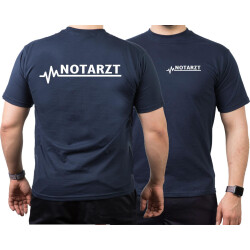 T-Shirt navy, emergency doctor with white EKG-line
