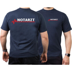 T-Shirt navy, emergency doctor with red EKG-line