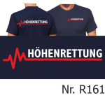 T-Shirt navy, HÖHENRETTUNG mit roter EKG-Linie