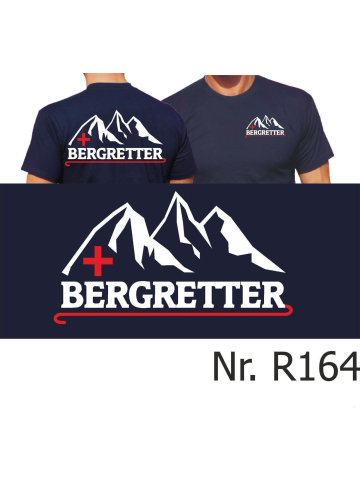 T-Shirt navy, BERGRETTER weiß/rot