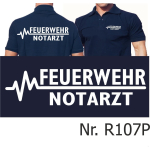 Polo navy, FEUERWEHR - NOTARZT mit weißer EKG-Linie,