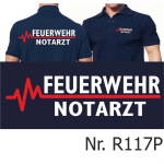 Polo navy, FEUERWEHR - NOTARZT mit roter EKG-Linie