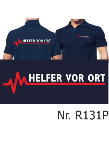Polo navy, Helfer vor Ort with red EKG-line