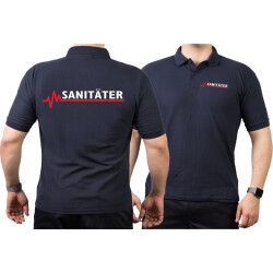 Polo navy, SANIT&Auml;TER with red EKG-line