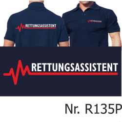 Polo navy, RETTUNGSASSISTENT with red EKG-line