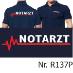 Polo navy, NOTARZT mit roter EKG-Linie