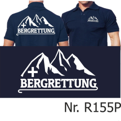 Polo blu navy, BERGRETTUNG con Bergmotiv