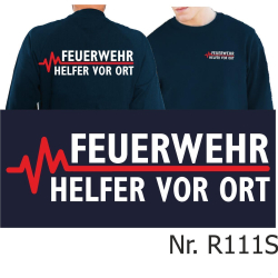 Sweat navy, FEUERWEHR - Helfer vor Ort mit roter EKG-Linie