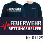 Sweat navy, FEUERWEHR - RETTUNGSHELFER with red EKG-line