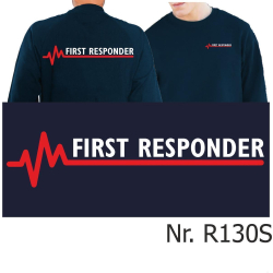 Sweat navy, FIRST RESPONDER mit roter EKG-Linie