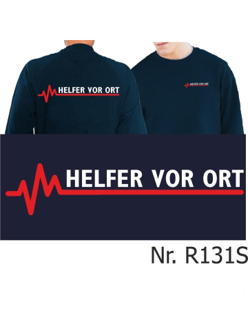 Sweat navy, Helfer vor Ort with red EKG-line