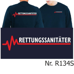 Sweat navy, RETTUNGSSANIT&Auml;TER with red EKG-line