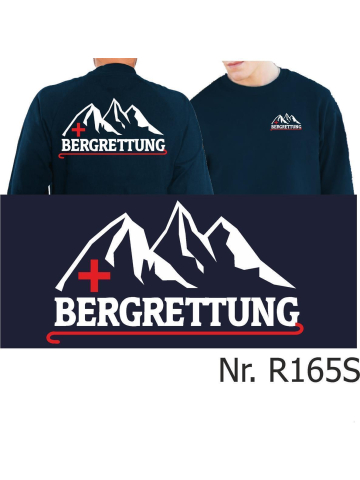 Sweat navy, BERGRETTUNG with Bergmotiv white/red
