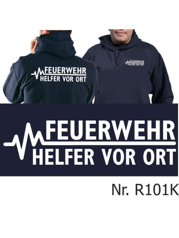 Hoodie azul marino, FEUERWEHR - Helfer vor Ort