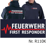 Hoodie navy, FEUERWEHR - FIRST RESPONDER with red EKG-line