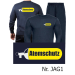 Sweat-Jogging suit navy, ATEMSCHUTZ yellow/silver