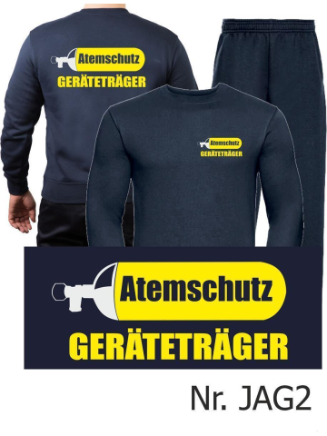 Sweat-Jogging suit navy, ATEMSCHUTZ GERÄTETRÄGER yellow/silver