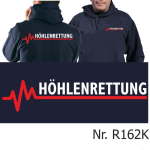 Hoodie marin, HÖHLENRETTUNG blanc/rouge