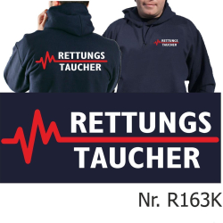 Hoodie navy, RETTUNGSTAUCHER white/red